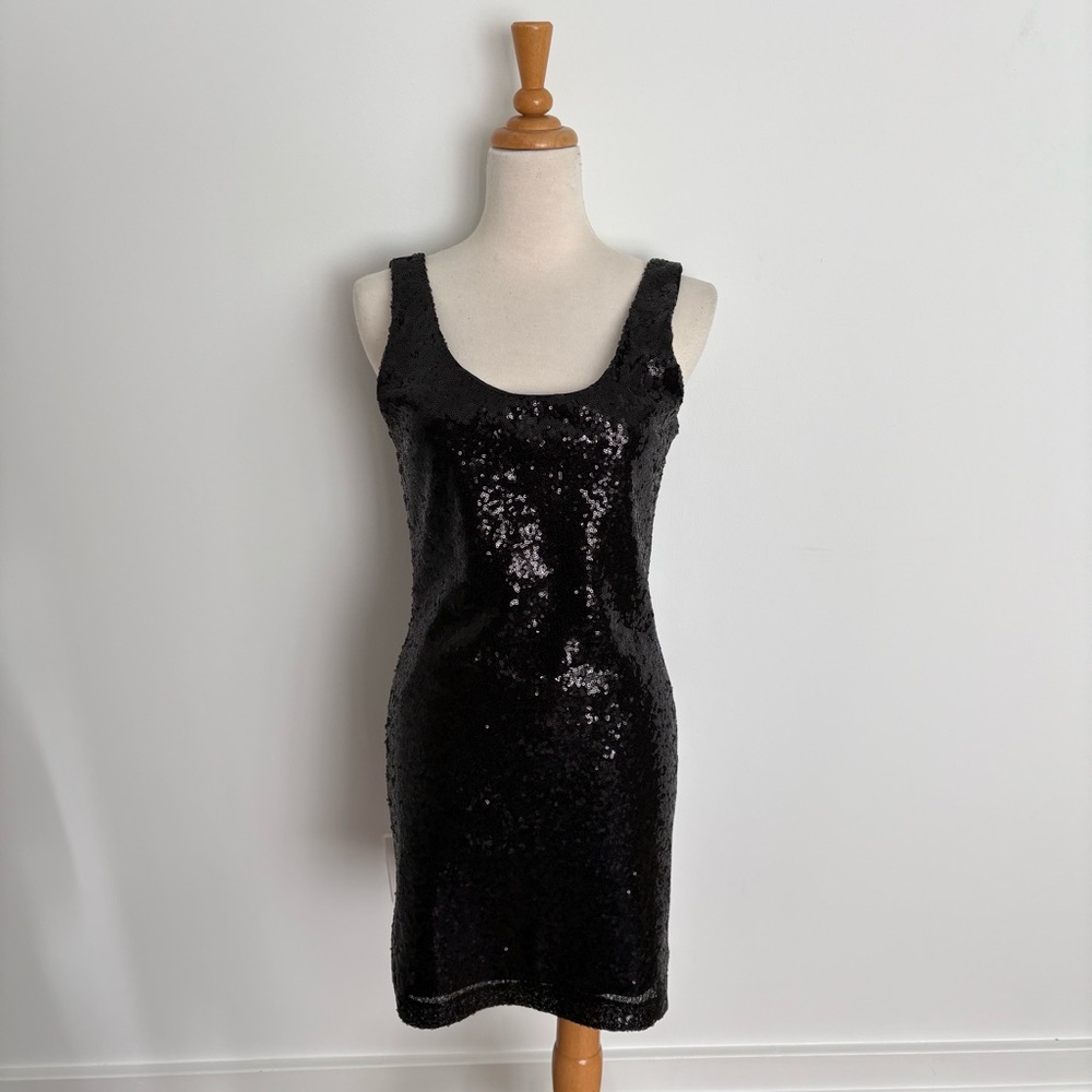 Rue21 Womens Dress Black Medium Sequin Metallic Statement Piece Midi